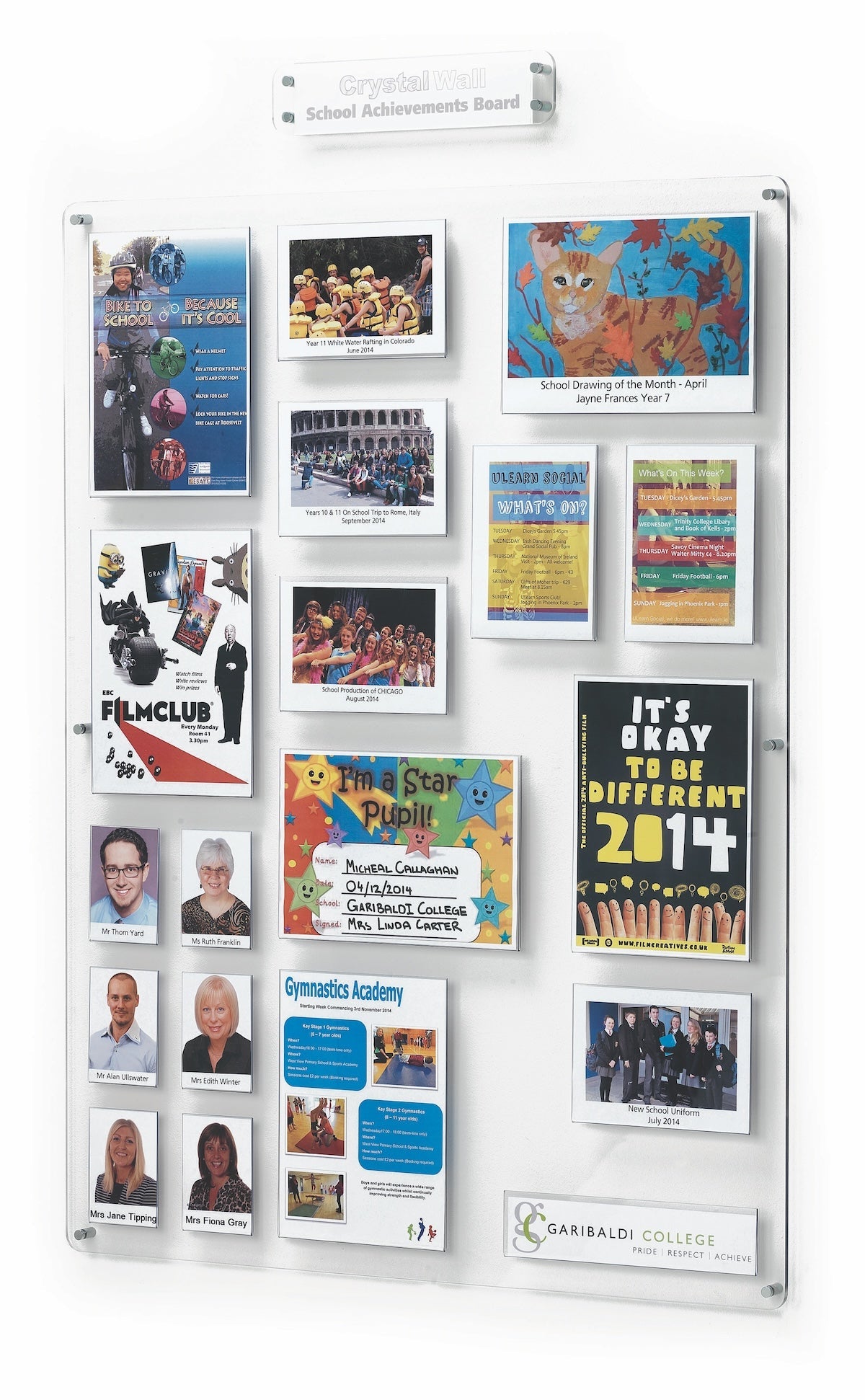 Crystal Wall School Achievements Board