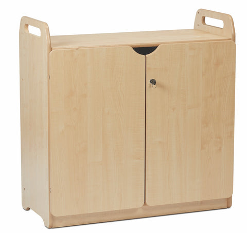 Lockable Storage Cupboard with Display and Mirror Back
