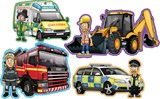 Workers and Vehicles Set of 4